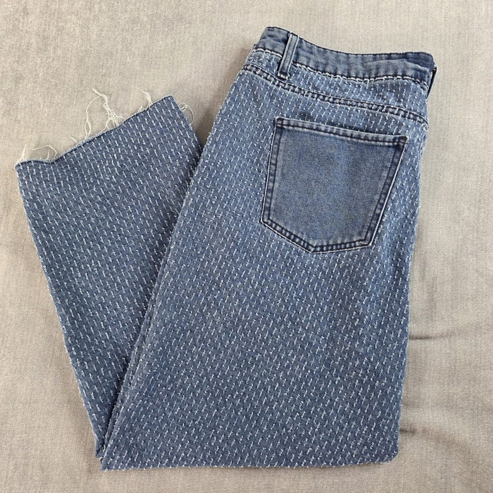 Time and Tru Women's Size 20 Crop Jeans Blue Textured Dash‎ Raw Hem Plus